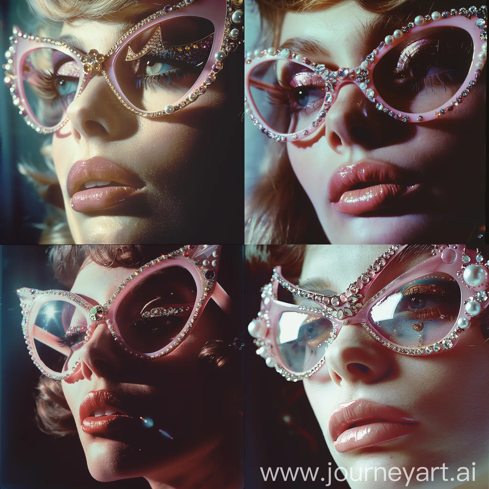 Glamorous-Retro-Fashion-Illustration-Hepburn-and-Ana-de-Armas-in-Pink-Cat-Eye-Glasses