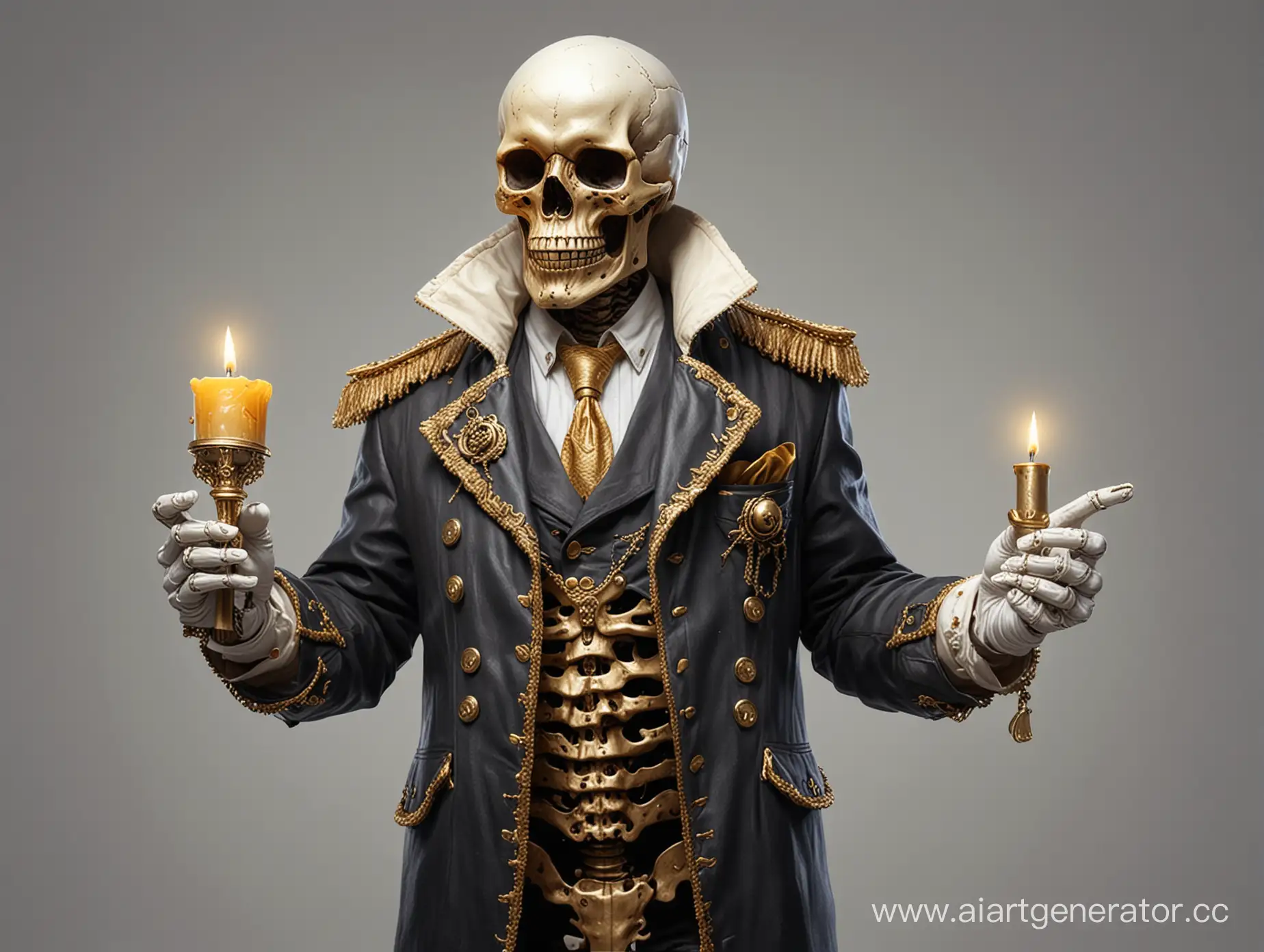 Skeleton-Detective-with-Golden-Skull-and-Candle-2D-Art-on-White-Background