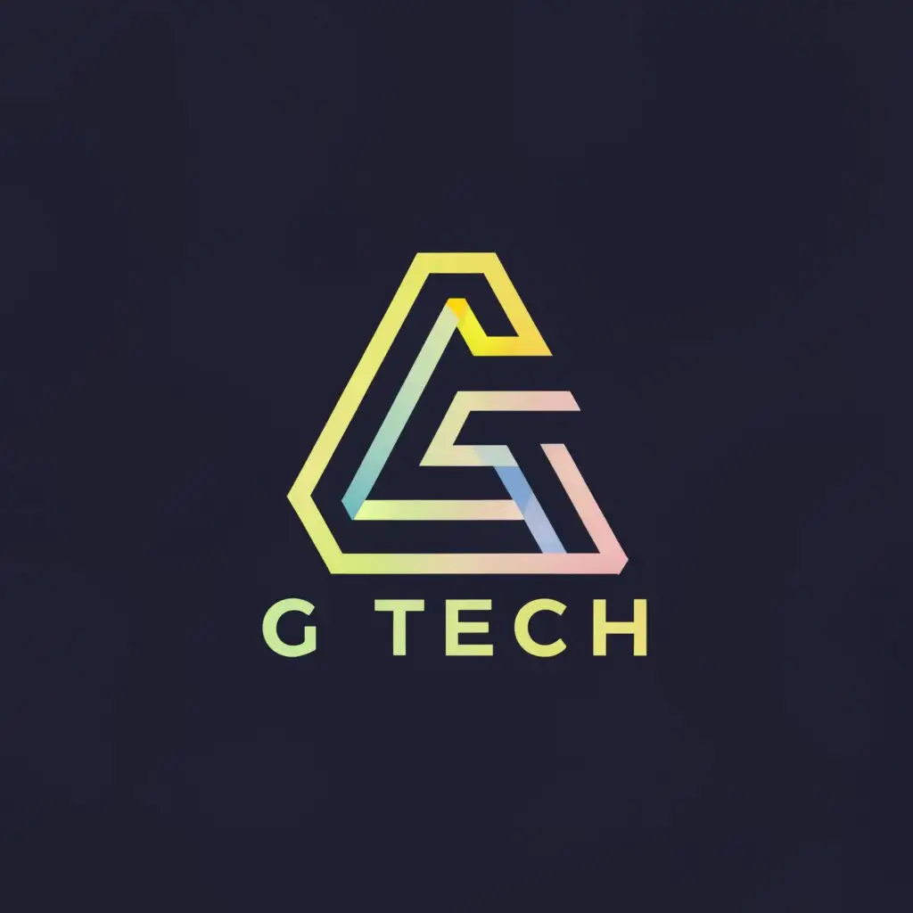 logo design, with text 'G Tech', main symbol: Triangle, Minimalist, used in Technology industry, clear background, colors green blue yellow and purple