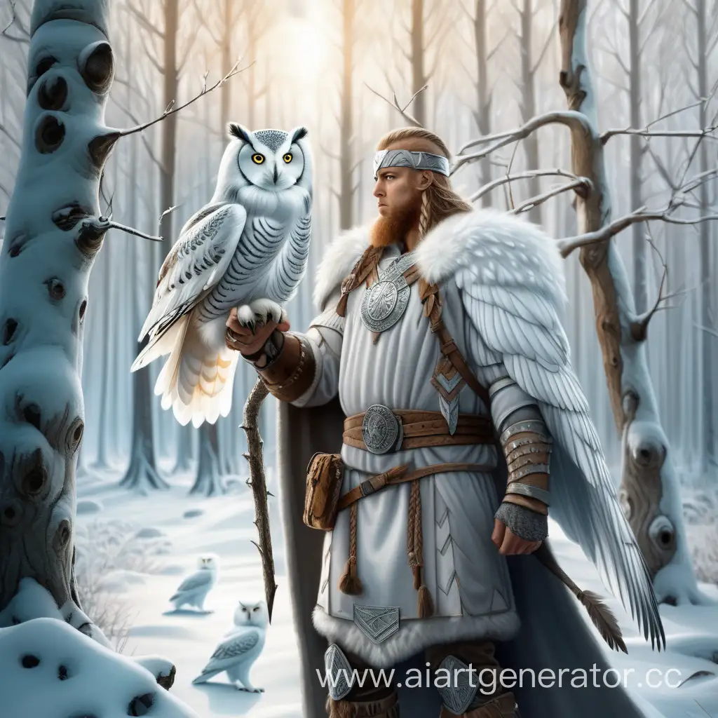 Norse-Warrior-in-Winter-Forest-with-White-Owl