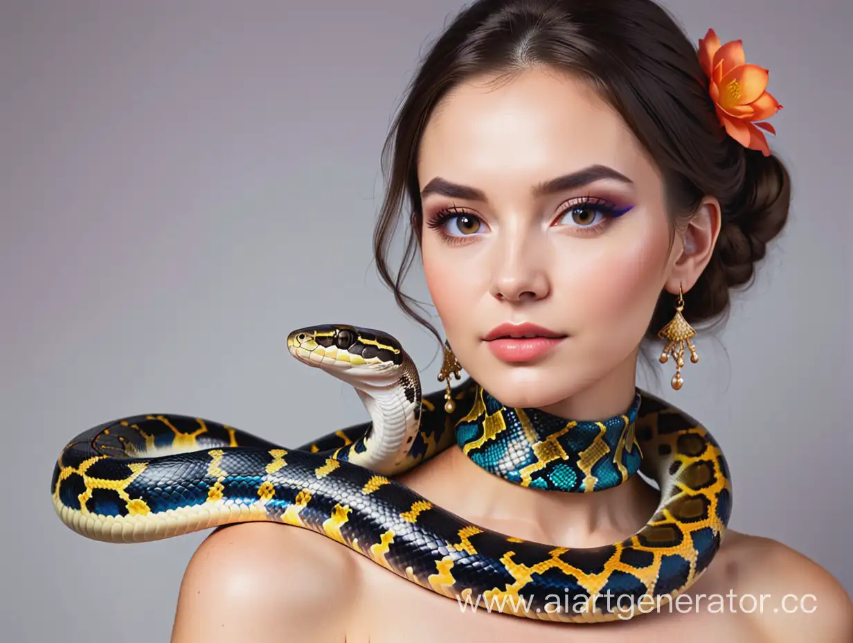 Exotic-Eastern-Queen-with-Bright-Python-Necklace