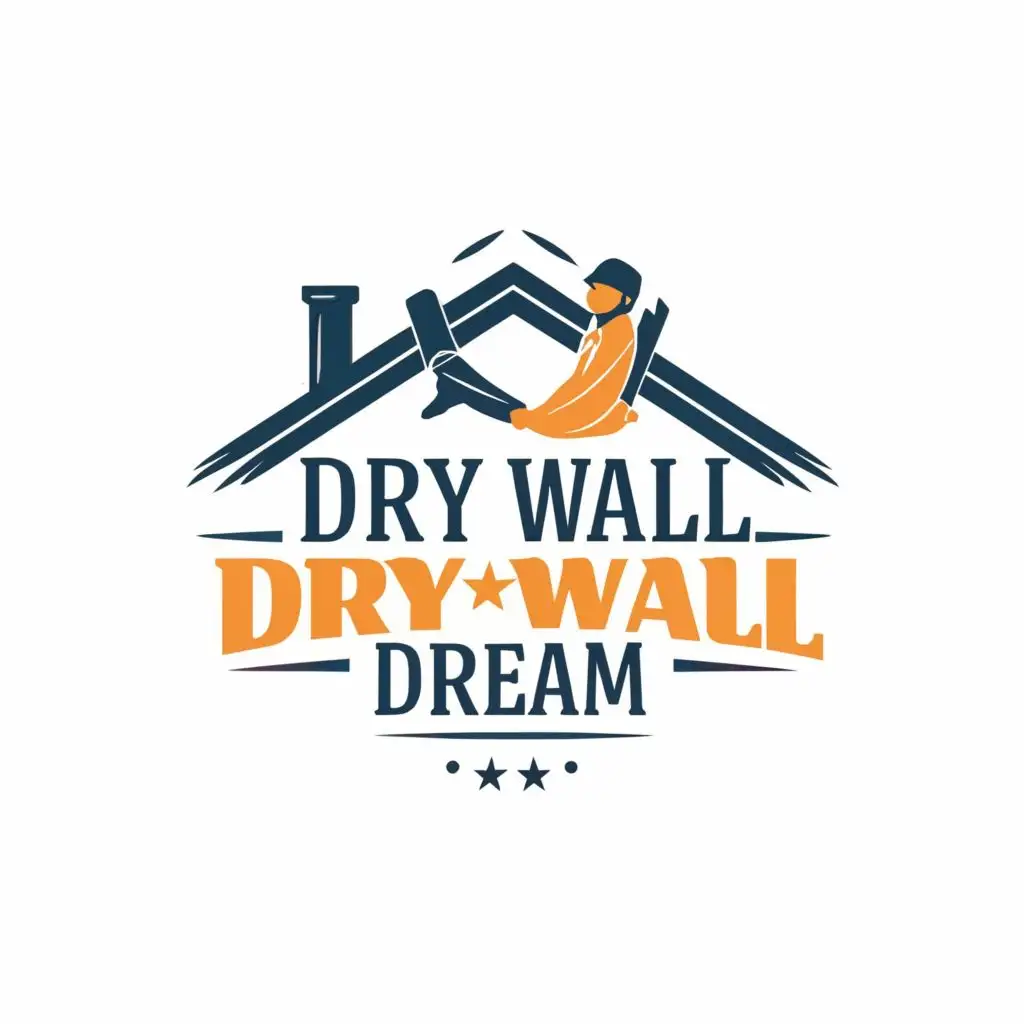 logo, dry wall construction happy trust, with the text "Dry wall dream", typography, be used in Construction industry