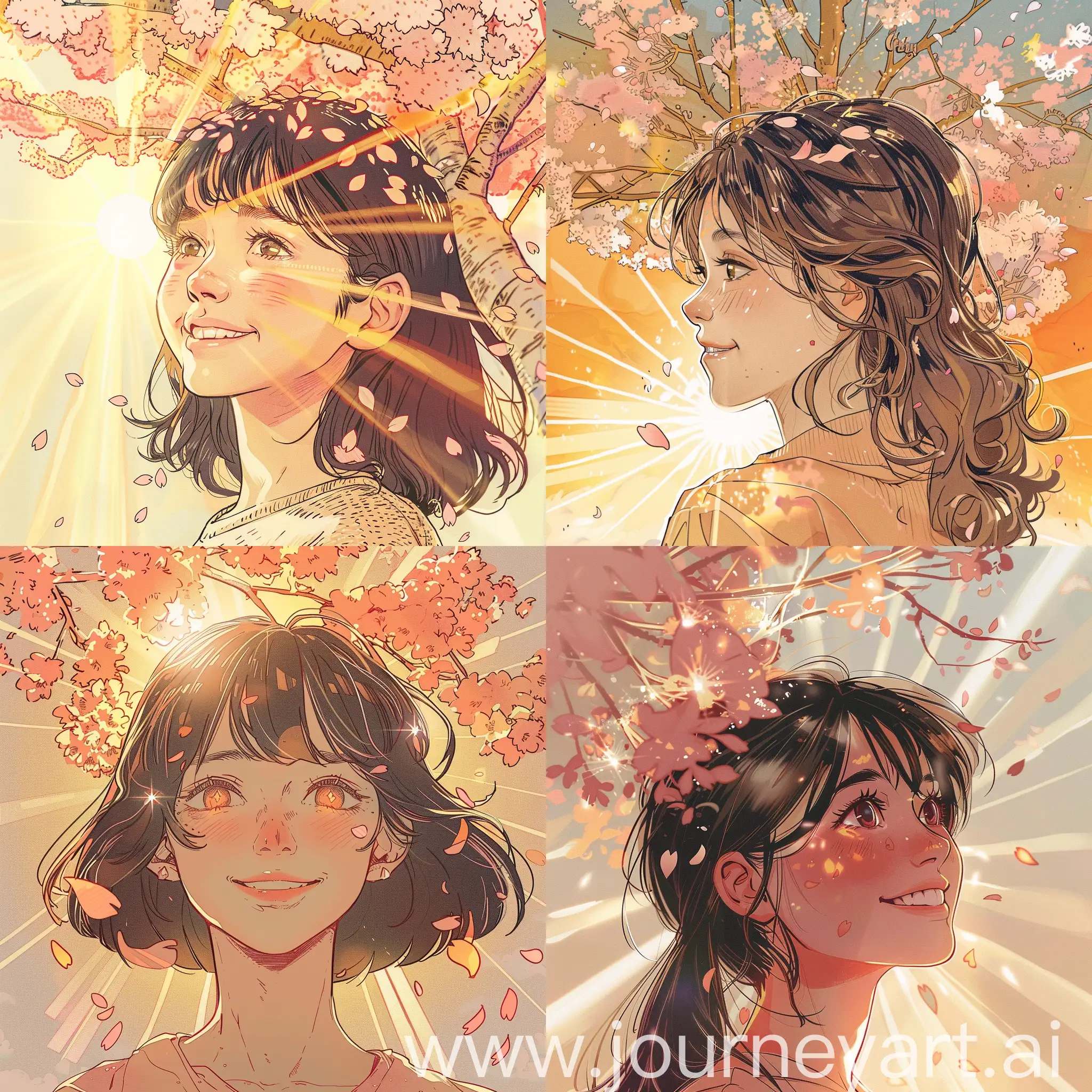 Radiant-Teenage-Girl-Smiling-Amidst-Sakura-Blossoms-in-Warm-Anime-Style