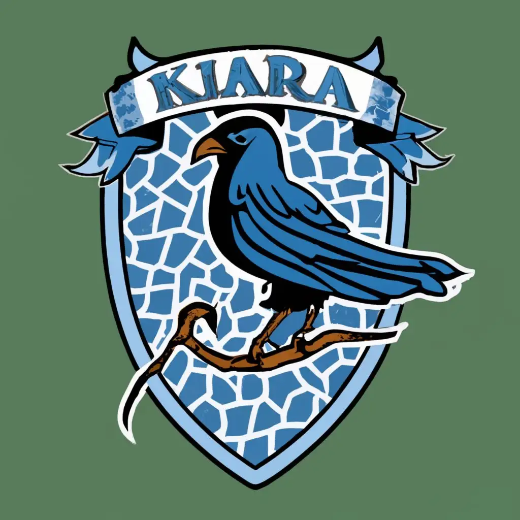 logo, Ravenclaw, with the text "Kiara", typography