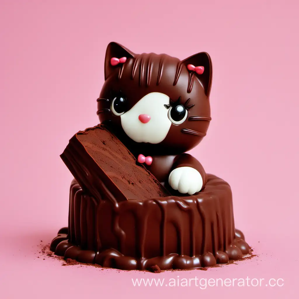 Adorable-Kitty-Enjoying-a-Chocolate-Delight
