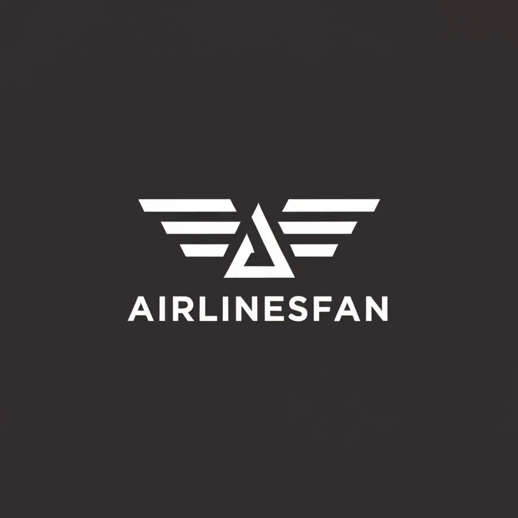 a logo design,with the text "Airlinesfan", main symbol:A letter in wing shape
,Minimalistic,be used in Travel industry,clear background