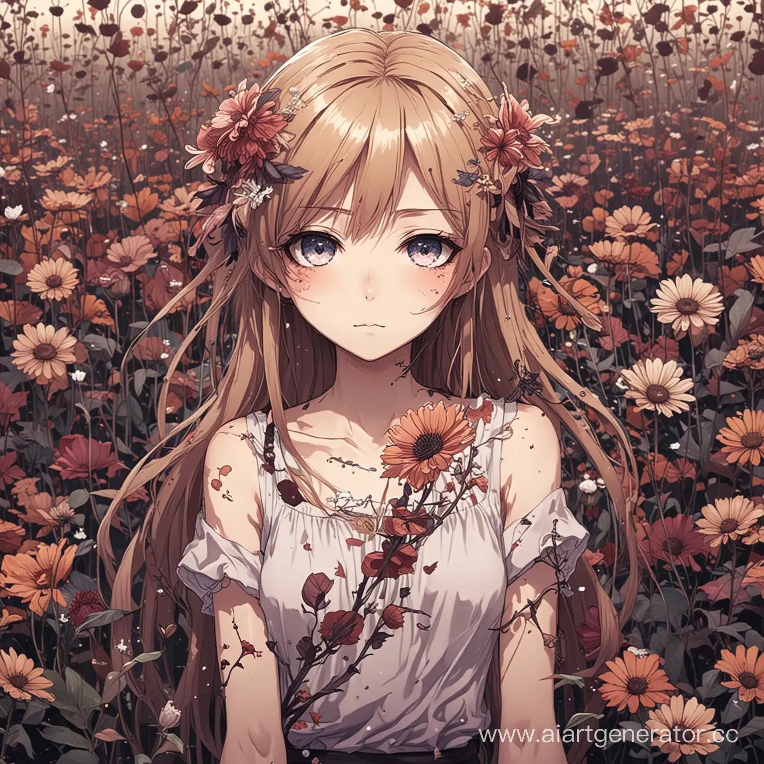 Anime-Illustration-of-Withered-Flowers-in-Moody-Setting