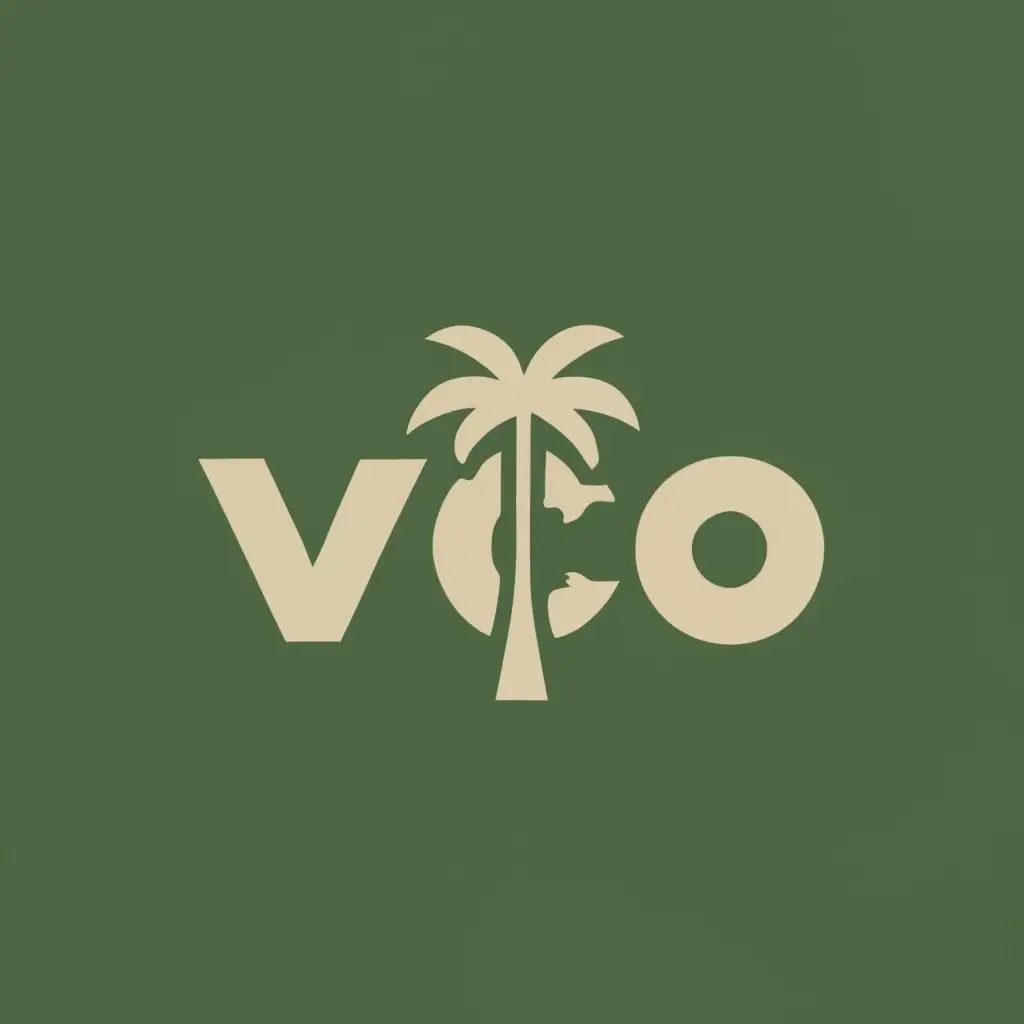 logo, minimalist coconut tree, with the outline text "VCO", typography, be used in Retail industry