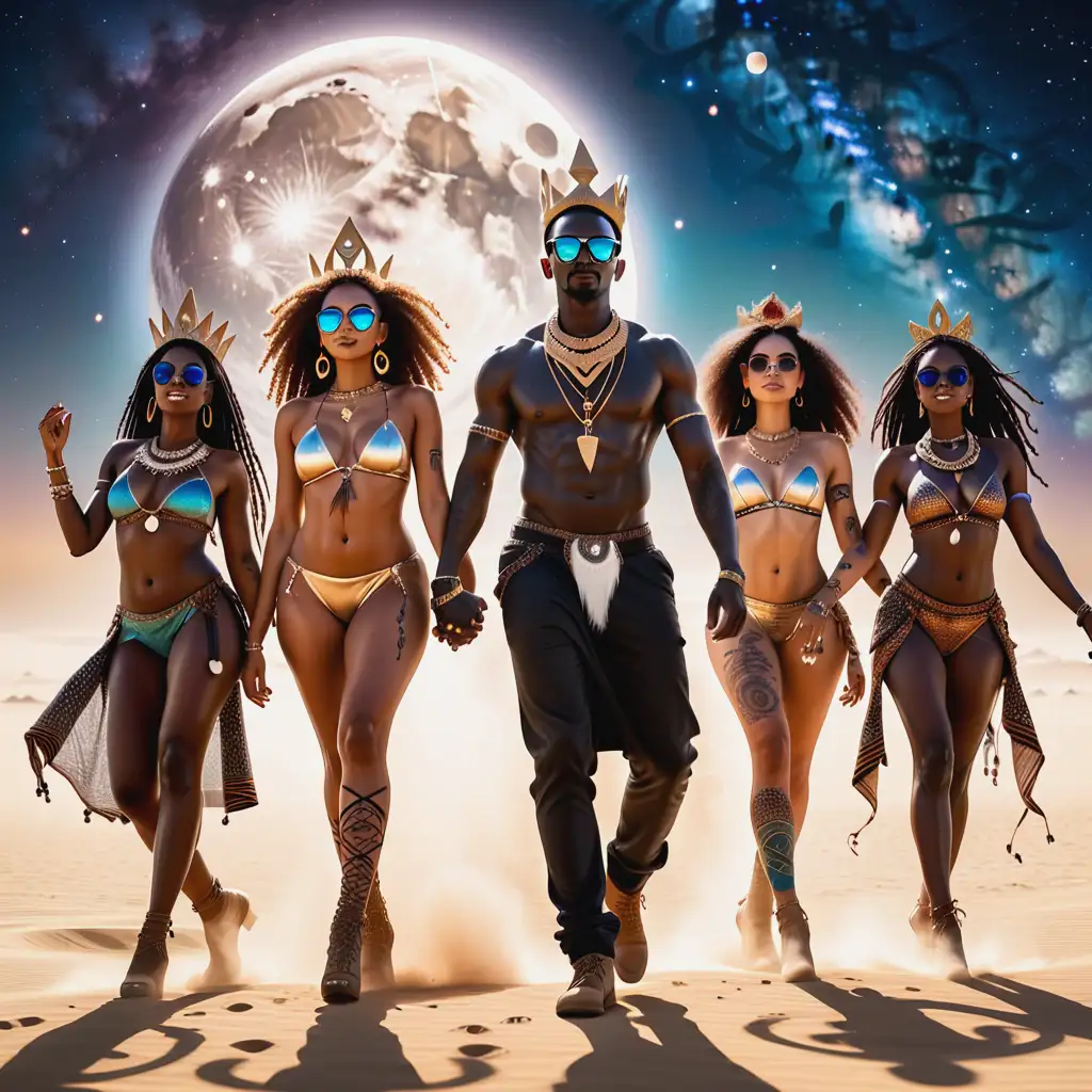 African Kings and Queens Dancing on the Moon at Burning Man