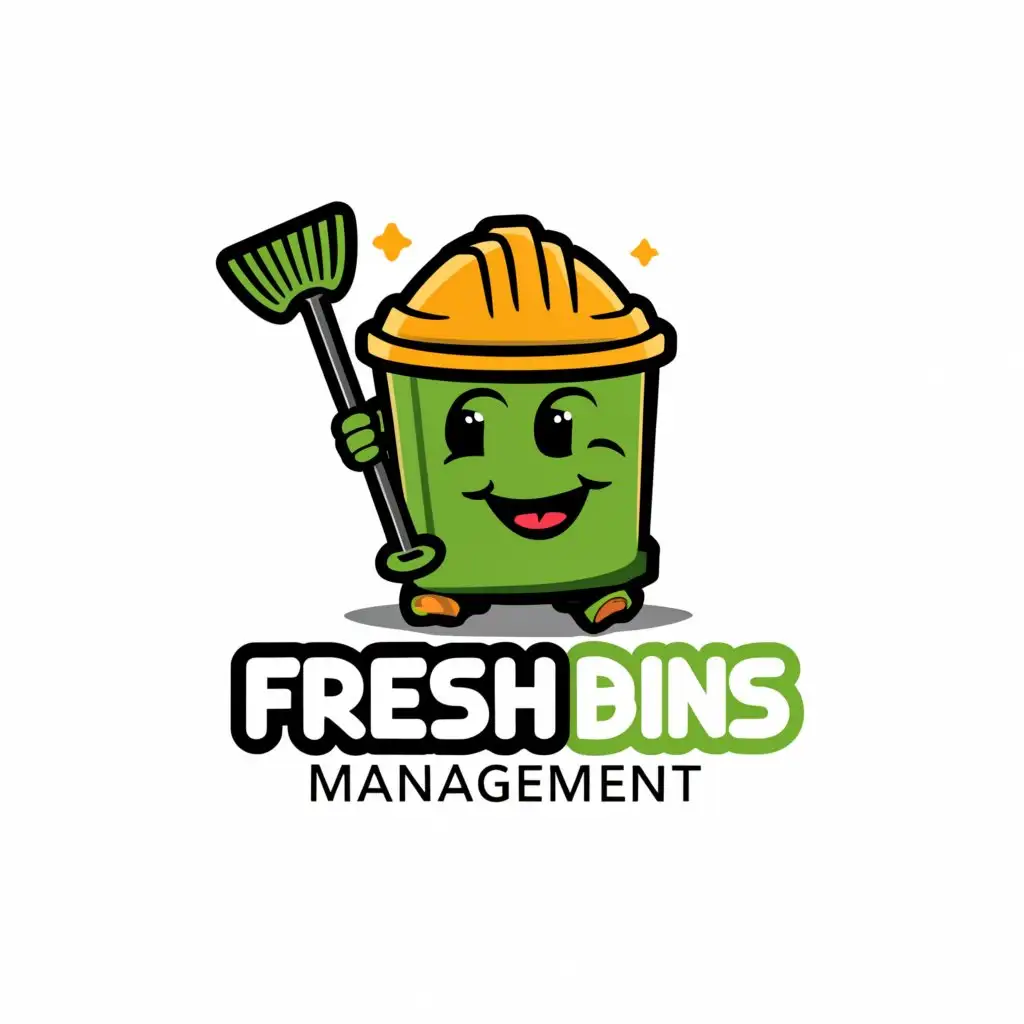 LOGO-Design-For-Fresh-Bins-Management-Green-and-Yellow-Mascot-Logo-for-Trash-Bin-Cleaning-Business