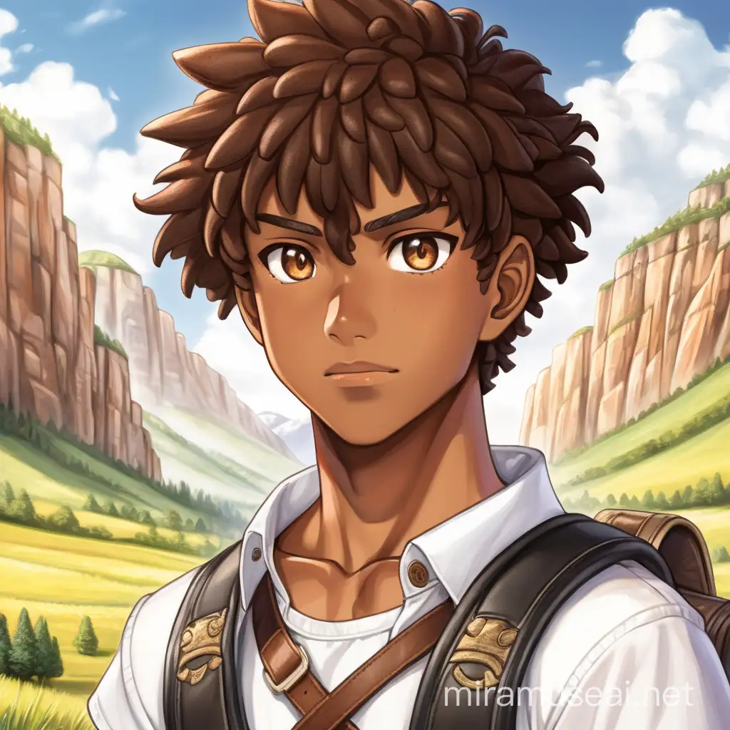 BrownSkinned Manga Boy in Adventure Valley