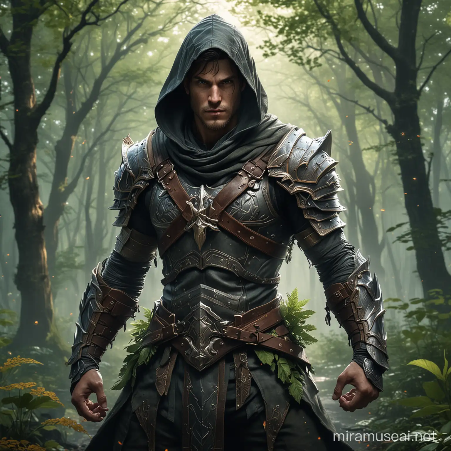 Nature MagicWielding Fighter in Medium Armor with Hood