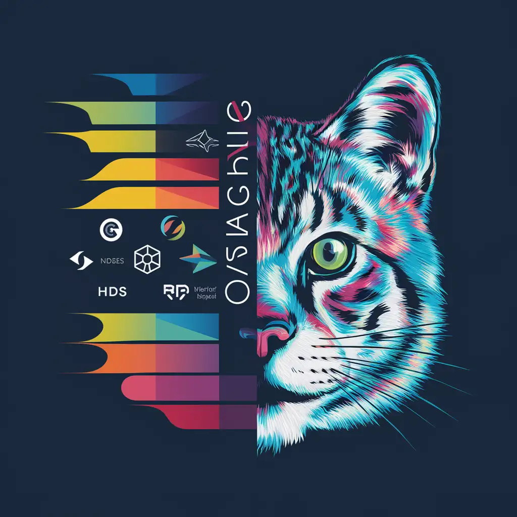 Media-Art-Software-Splash-Screen-Cat-Face-Composition-in-Vibrant-Colors
