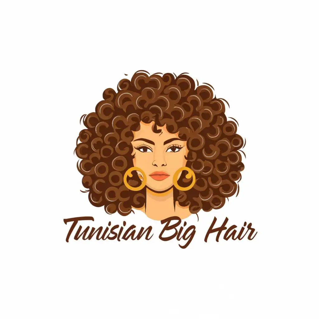 logo, Curly Hair, with the text "Tunisian Big Hair", typography