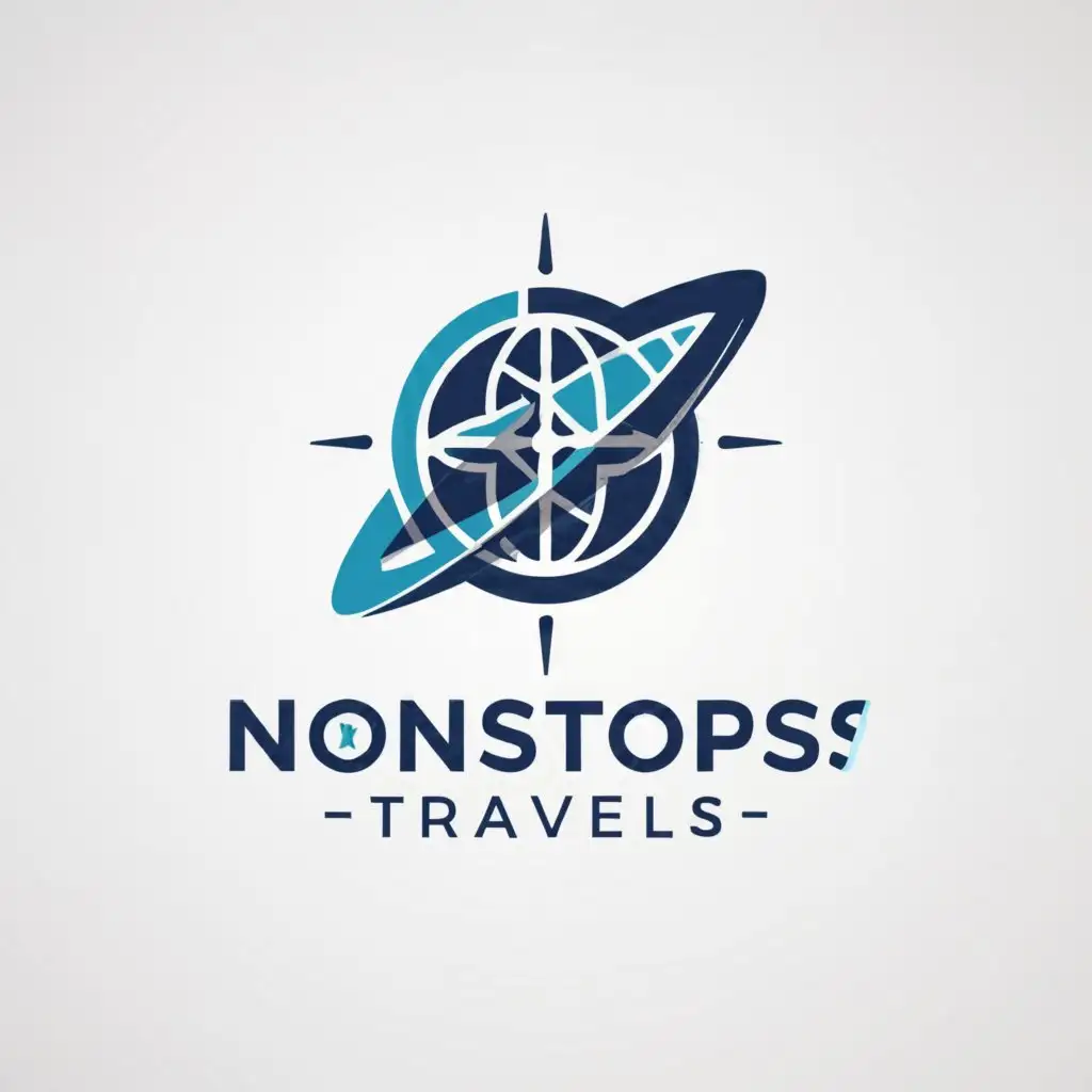 a logo design,with the text "NONSTOPS TRAVELS", main symbol:MAKE A SIMPLE LOGO LIKE TRIP.COM BOOKING.COM,complex,be used in Travel industry,clear background