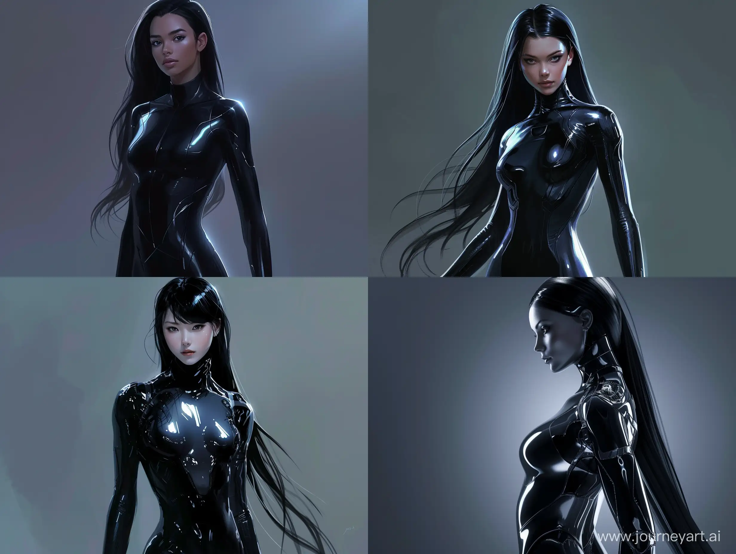 Futuristic-Female-Figure-in-HighGloss-Black-Bodysuit