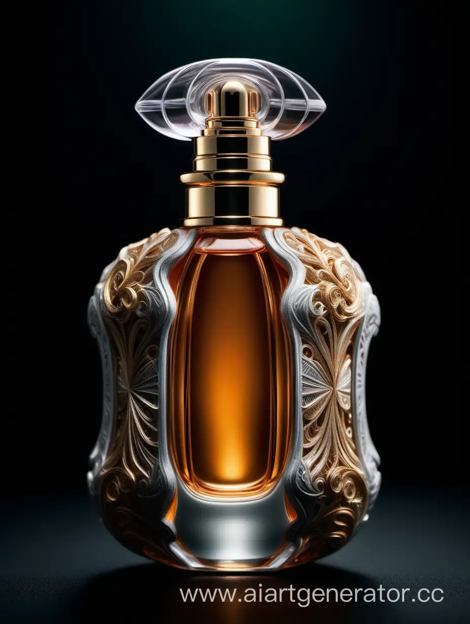 realestic perfume , photography, close-up, hyper detailed, trending on artstation, sharp focus, studio photo, intricate details, highly detailed, on blackground