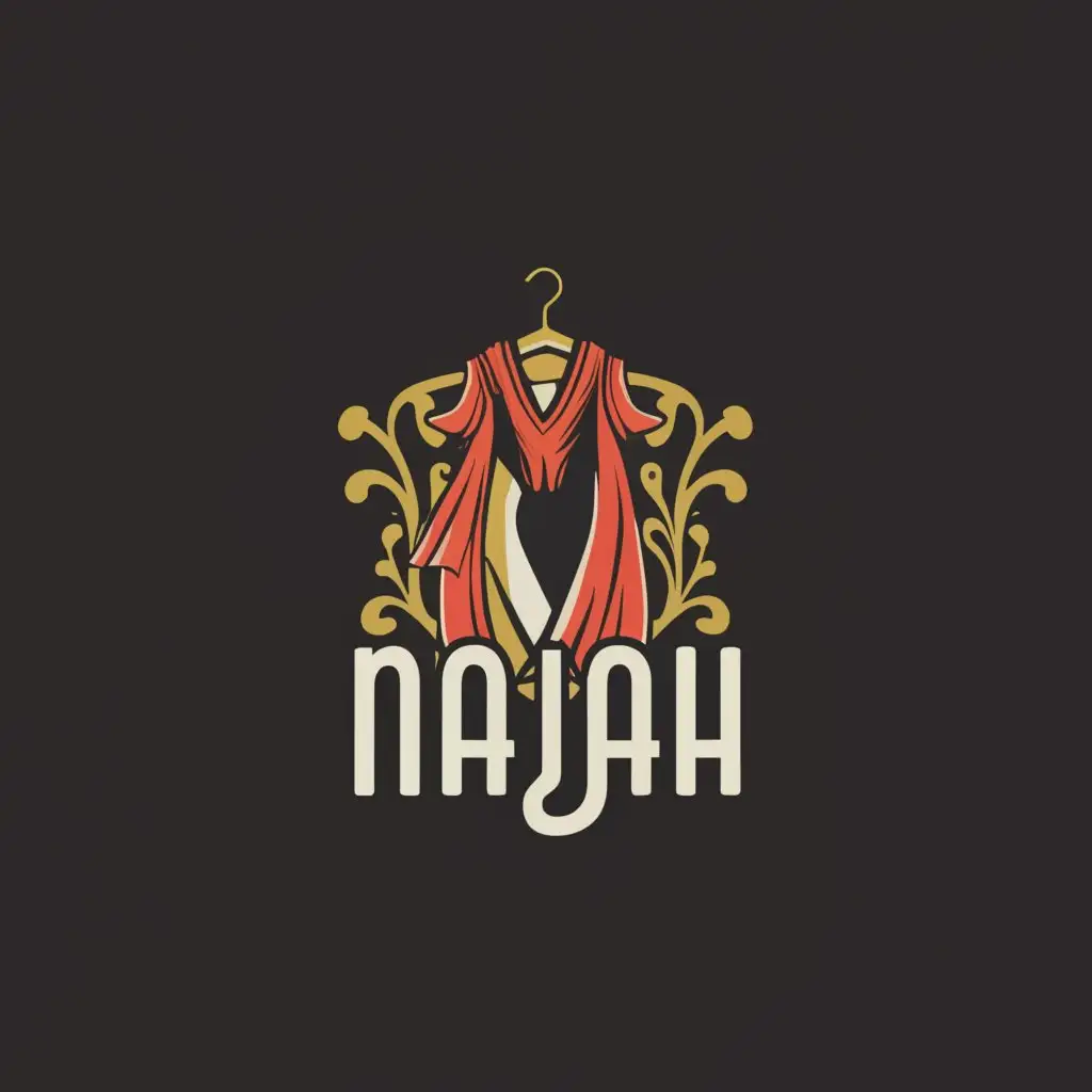 a logo design,with the text 'Najah', main symbol:clothing brand,shopping store, e-commerce, anime logo, unique,Moderate,be used in Retail industry,clear background