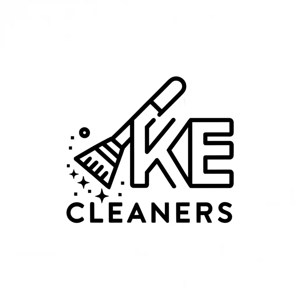 Logo-Design-For-KE-Cleaners-Modern-and-Minimalistic-Broom-Emblem-on-Clear-Background