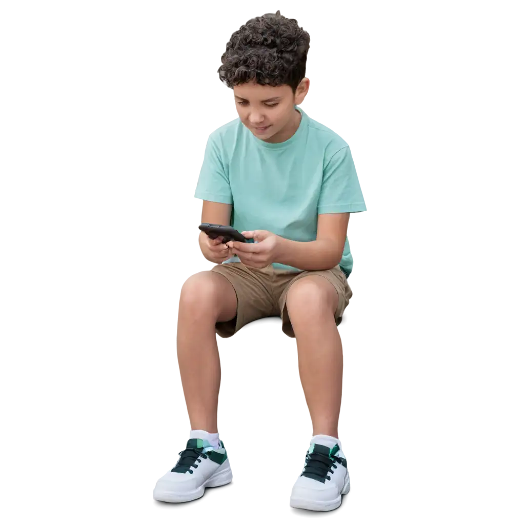 Boy playing game on phone