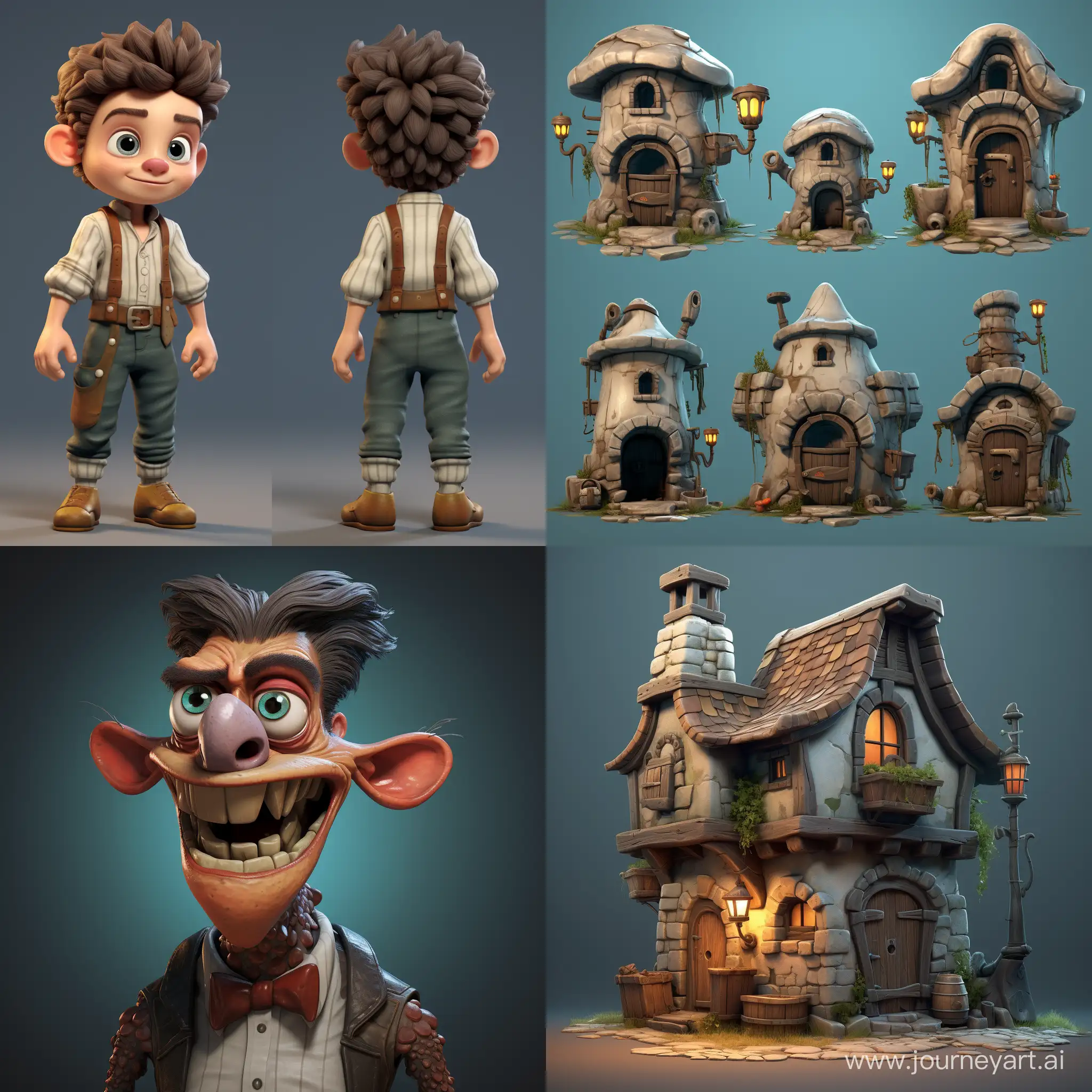 Playful-Cartoon-Characters-at-Wells-Whimsical-Game-Material-in-11-Aspect-Ratio