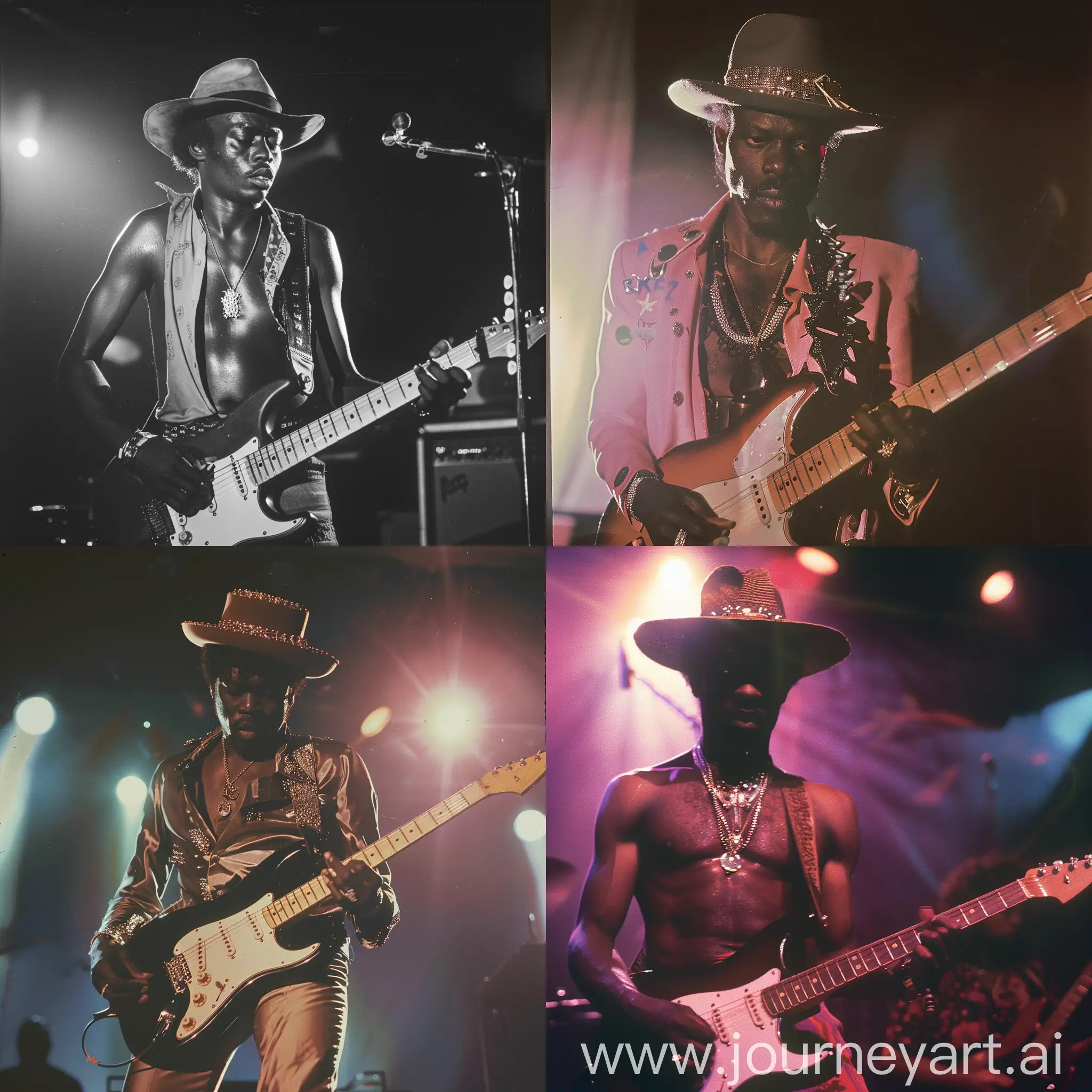 Black-Man-Playing-Hardrock-Guitar-Backstage-in-1980s-Photograph