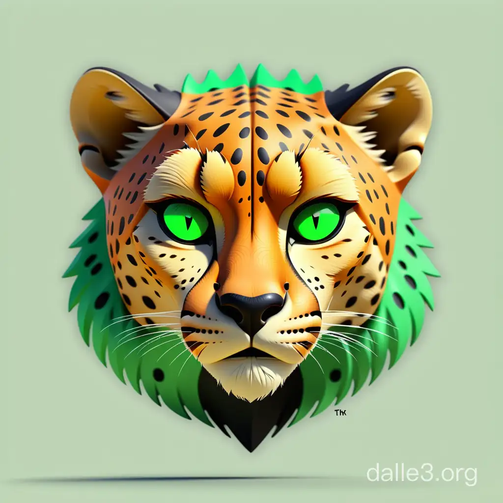 Cheetah face logo similar to metamask logo. My brand colors are bright green and black