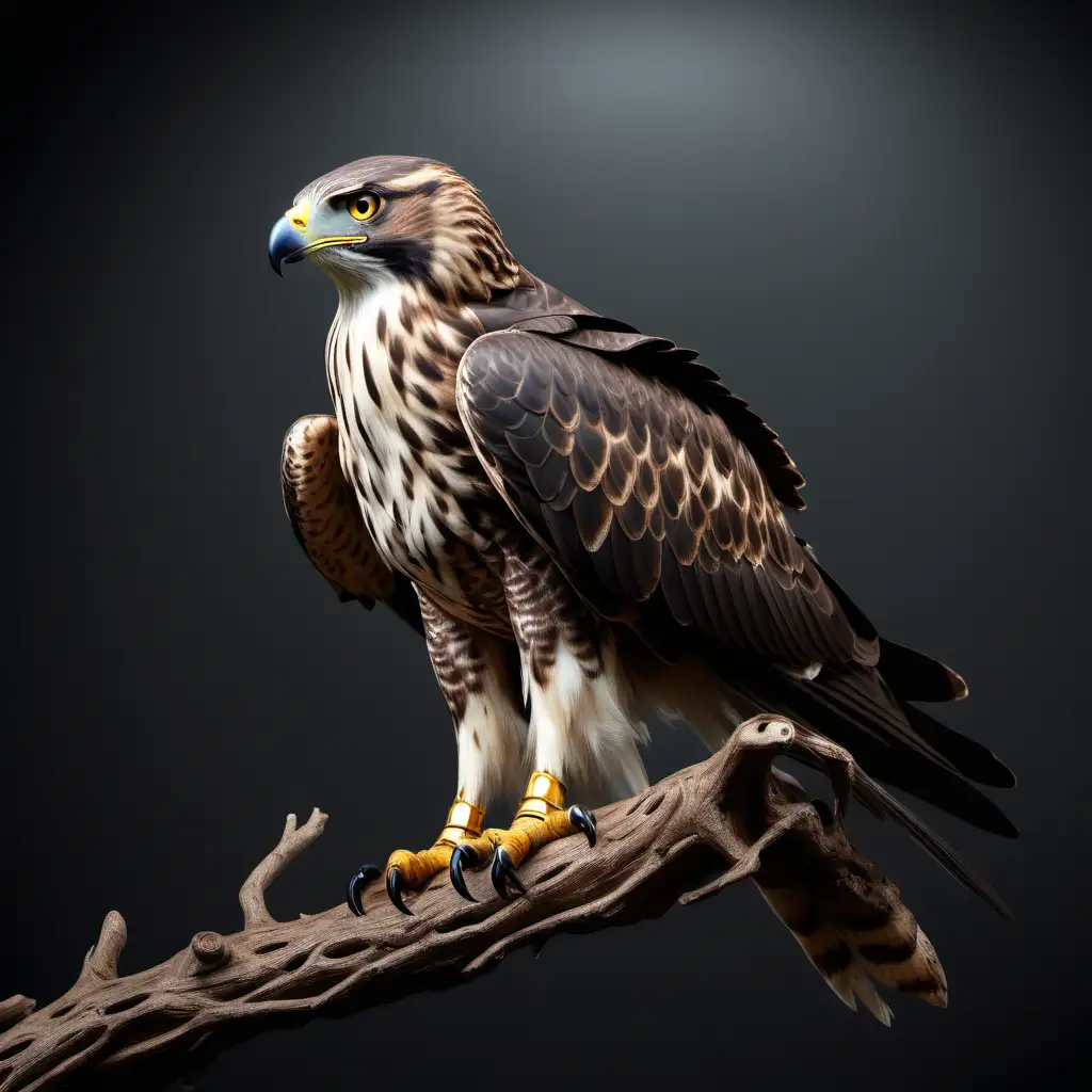 Realistic Bird of Prey Perched on a Branch