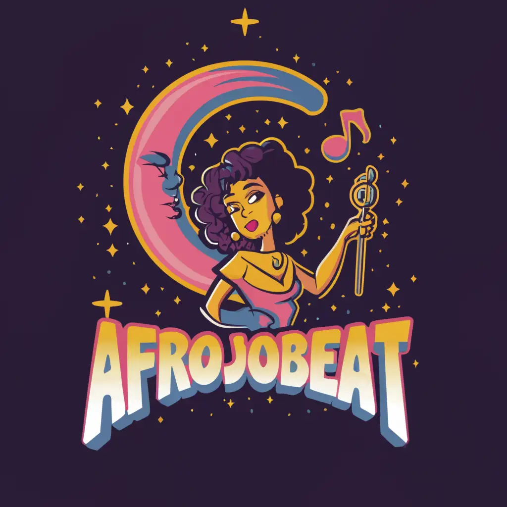 a logo design,with the text ""AFROJOBEAT"", main symbol:BIG AFRO SAILOR MOON "AFROJOBEAT",Moderate,be used in Entertainment industry,clear background