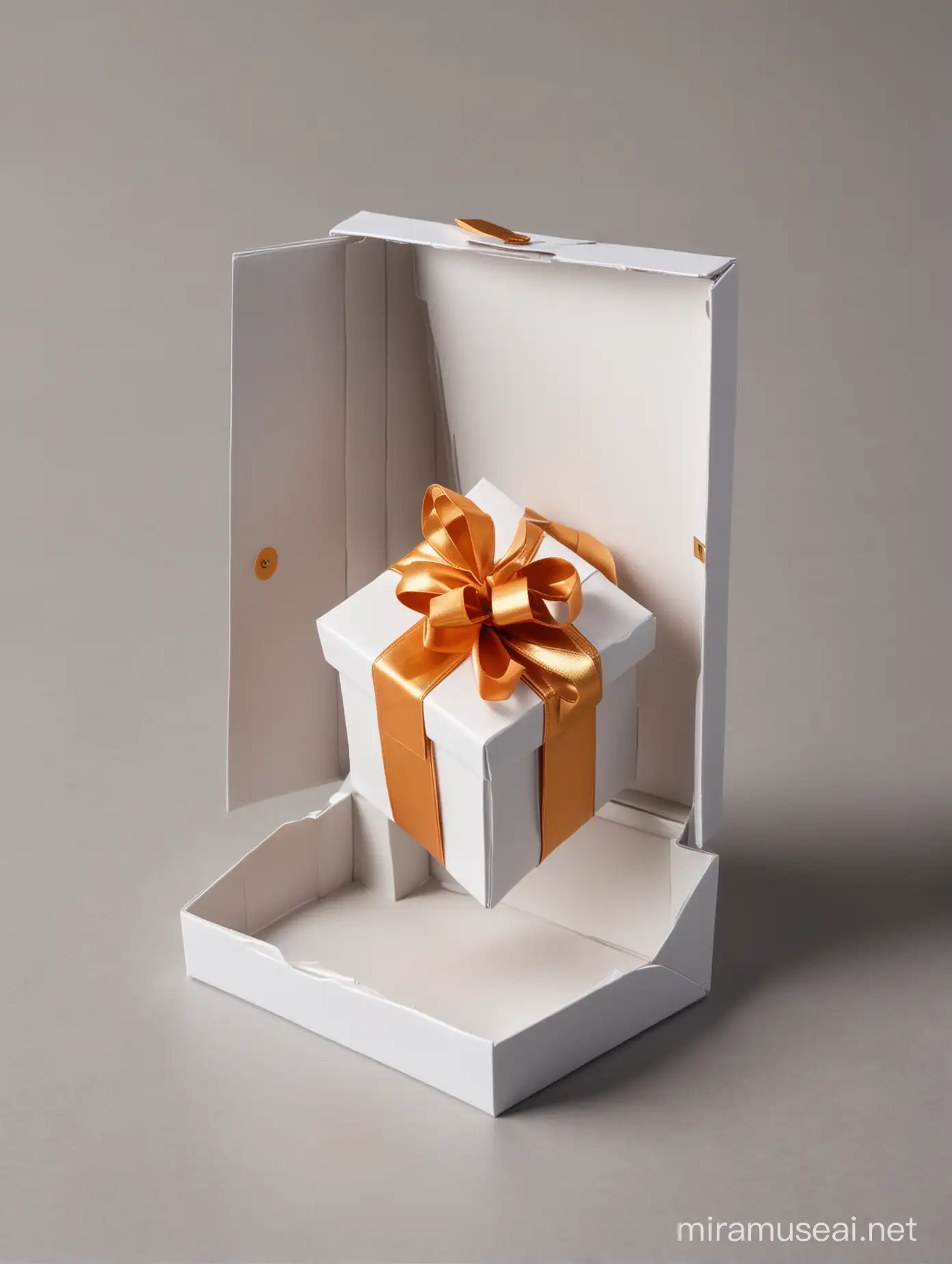an open smal gift box with dor that fall 