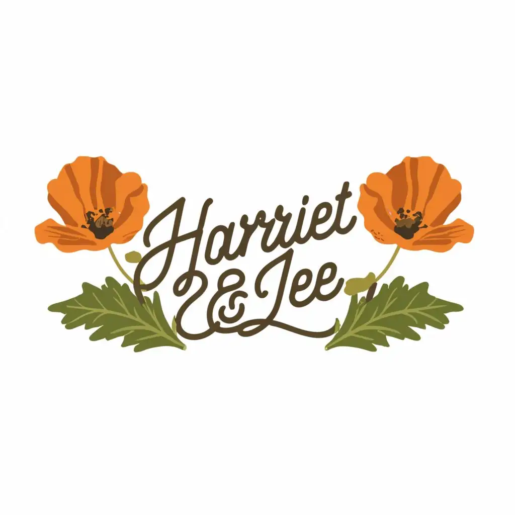 LOGO-Design-For-Harriet-Lee-Elegant-Poppy-and-Leaf-Illustration-with-Classic-Typography