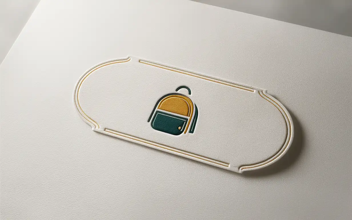 Golden and Green Small Backpacks in White Oval Frame with Golden Border