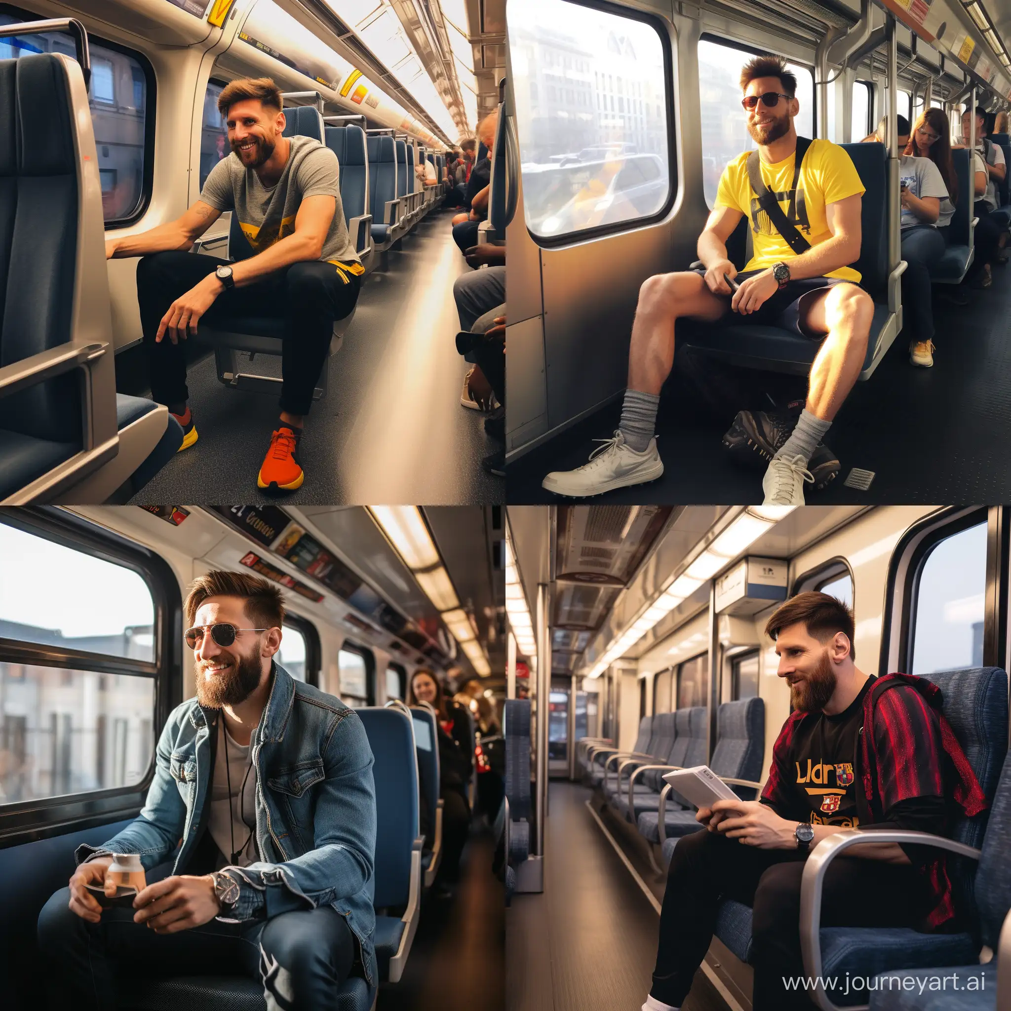 Lionel-Messi-Enjoying-a-Train-Ride