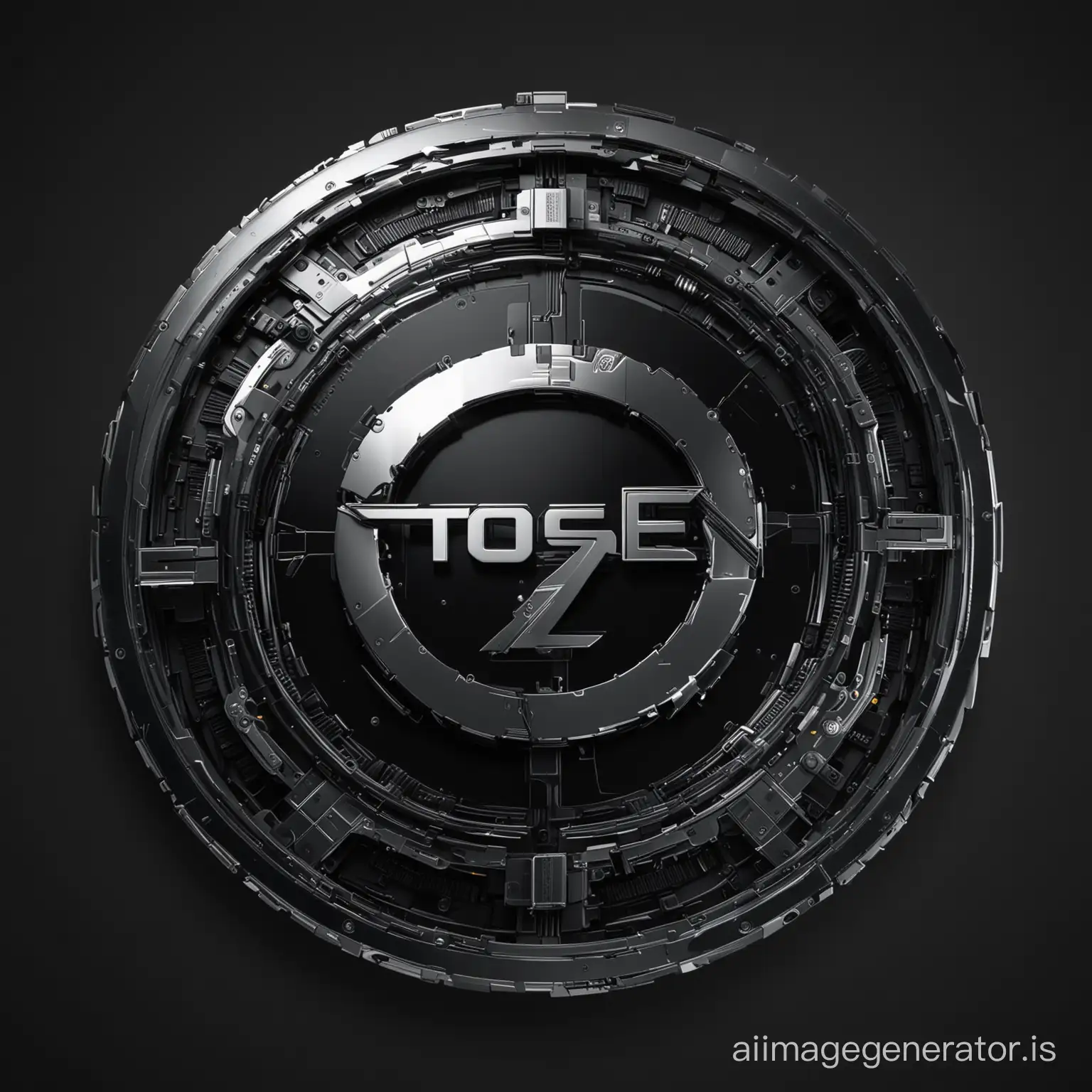 Cyberpunk logo on circular. Techy and black/chrome. Text "ToSe7en" in the middle