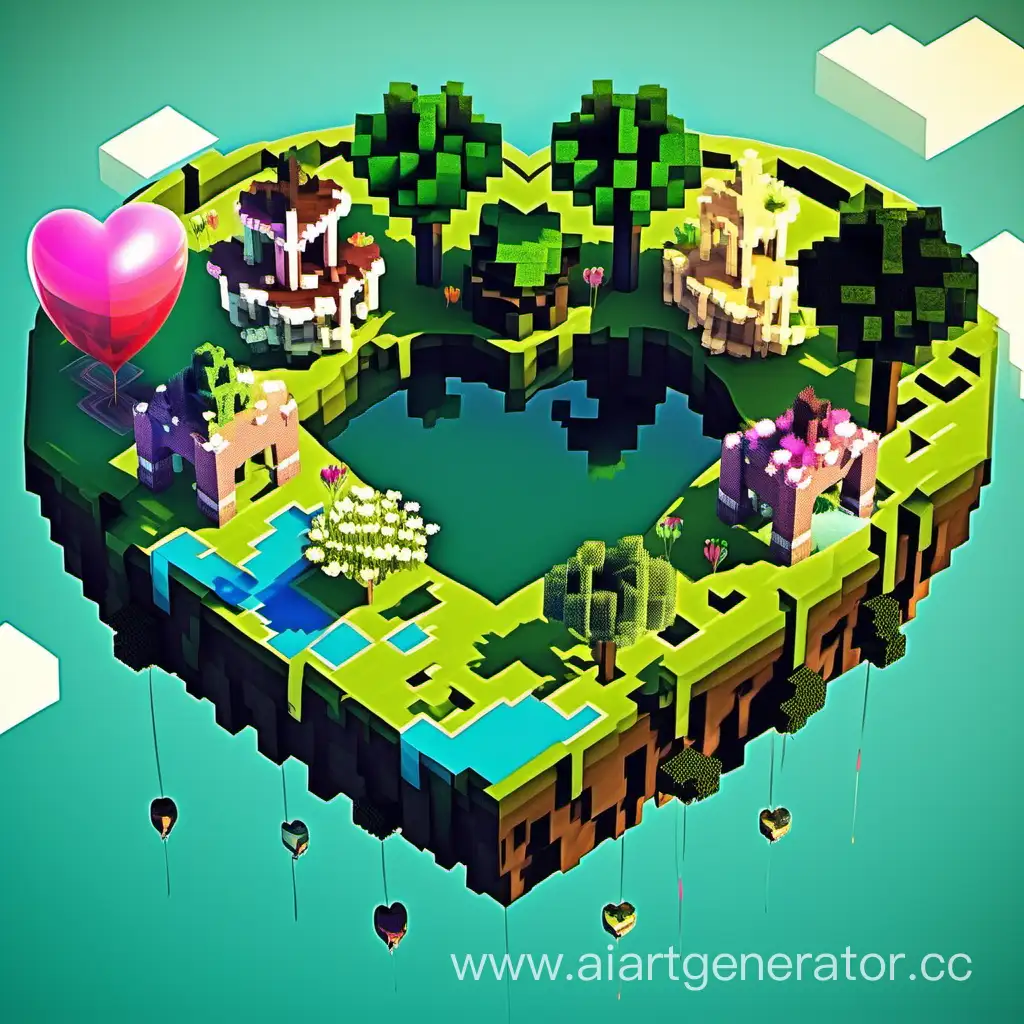 HeartShaped-Floating-Island-Birthday-Celebration-with-Minecraft-Theme