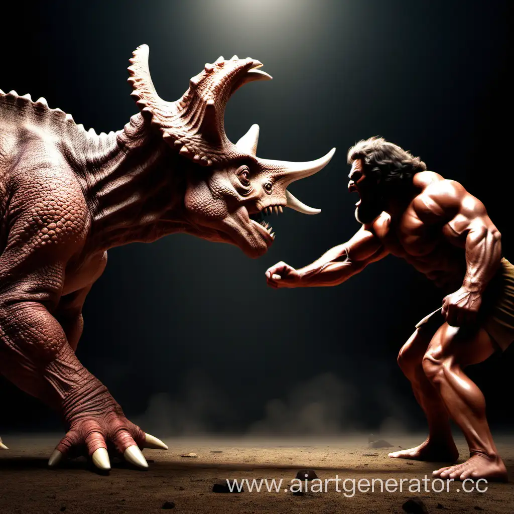 Epic-Battle-Triceratops-vs-Muscular-Caveman