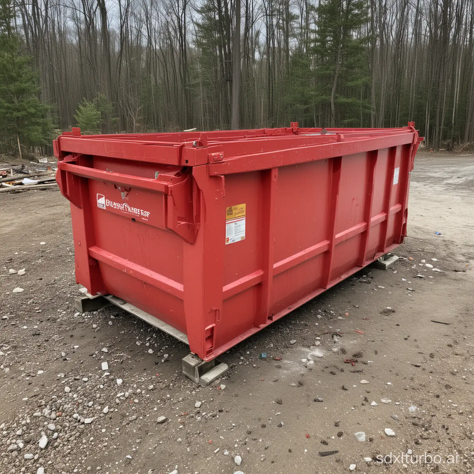 Dumpster for construction debris red