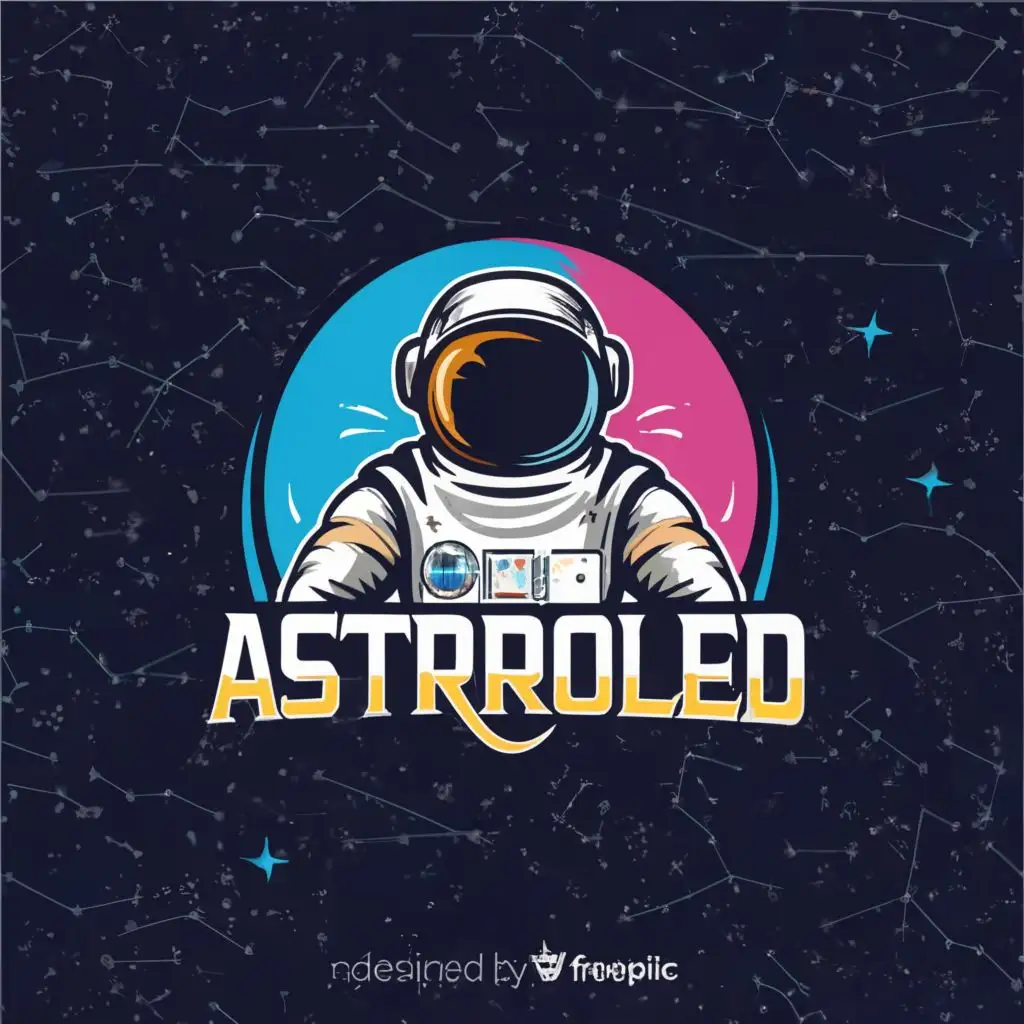 logo, astronaut galaxy background, with the text "ASTROLED", typography, be used in Entertainment industry