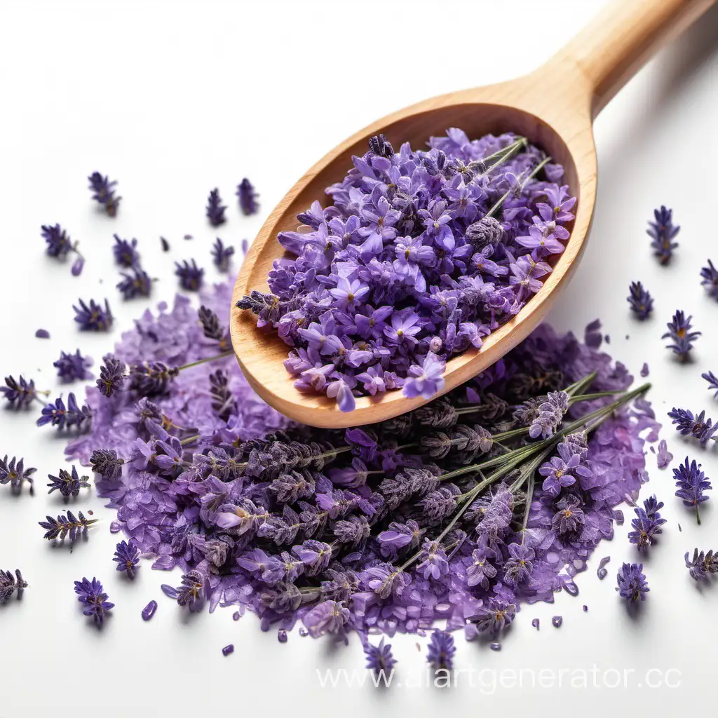 Lavender-Flowers-Scattered-in-Wooden-Spoon-Tranquil-Botanical-Still-Life