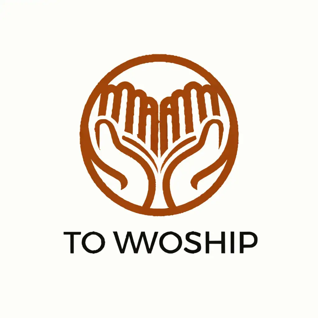 a logo design,with the text "to worship", main symbol:Logo symbol: make for me a logo that includes two hands in a circle. Both hands should form a circle. This logo should be for a CHURCH.,Moderate,be used in Religious industry,clear background