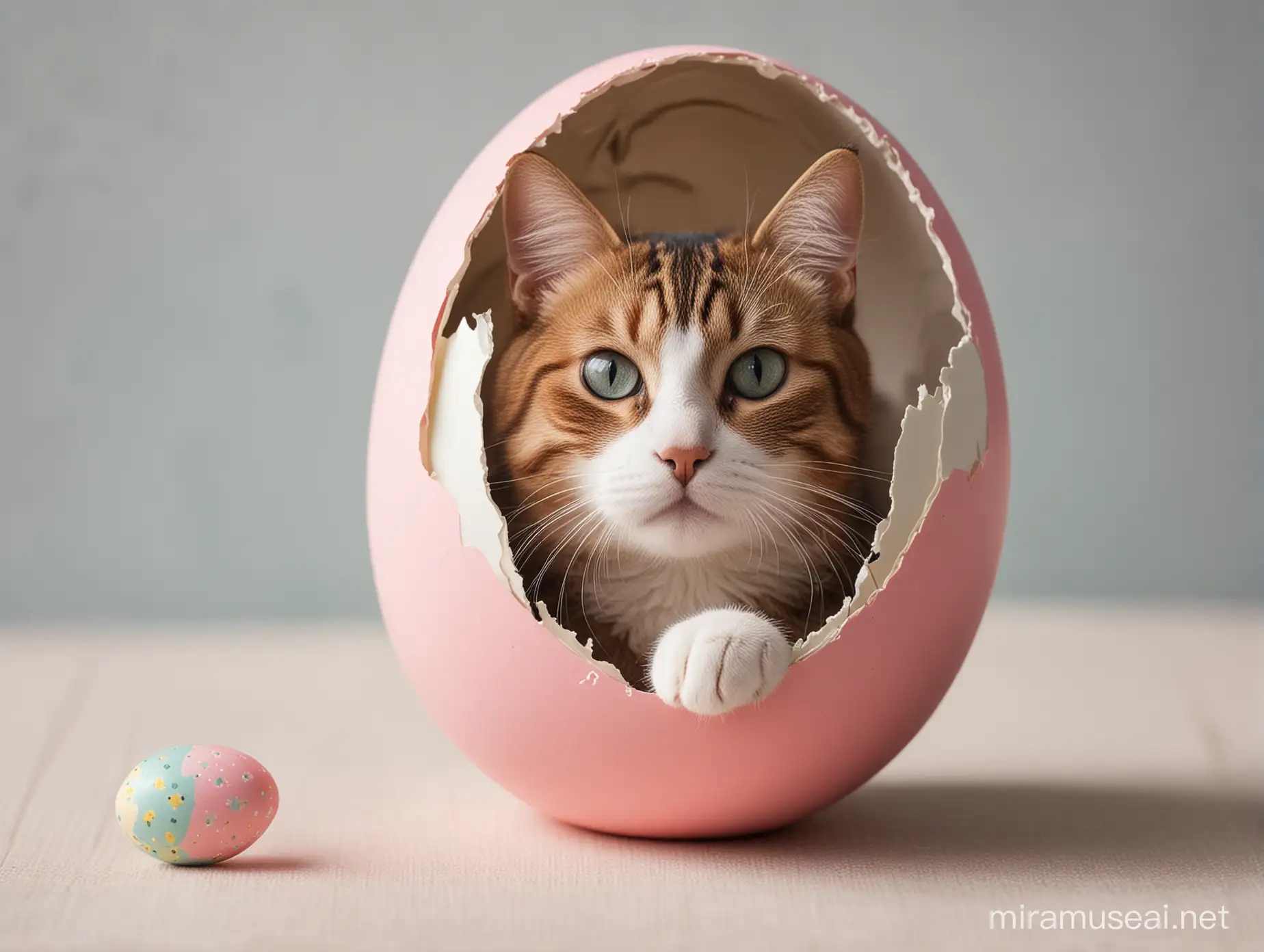 Adorable Feline Easter Surprise with Vibrant Egg