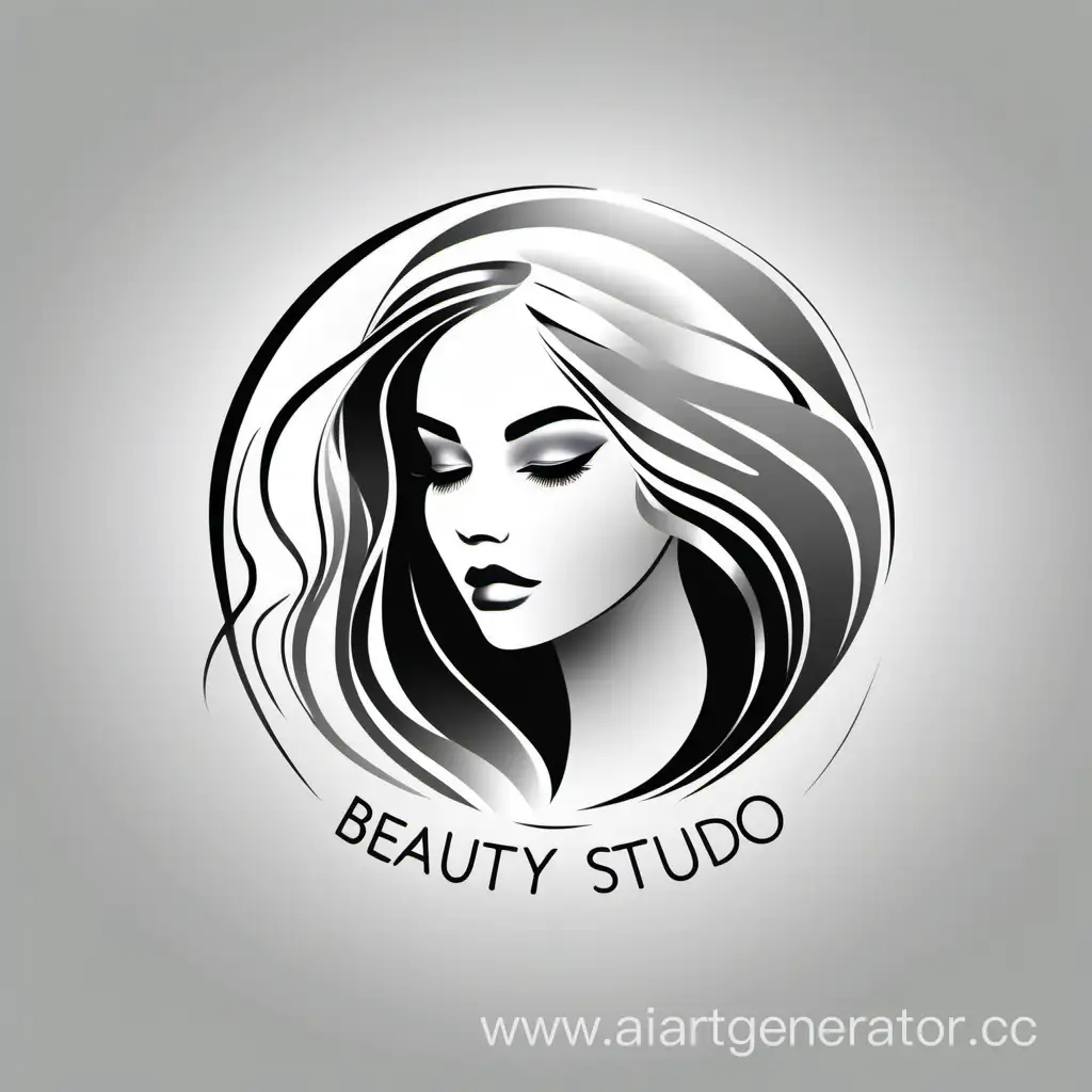 Minimalist-Beauty-Studio-Logo-Reflective-Silver-White-and-Black-Colors-with-Girl-Silhouette