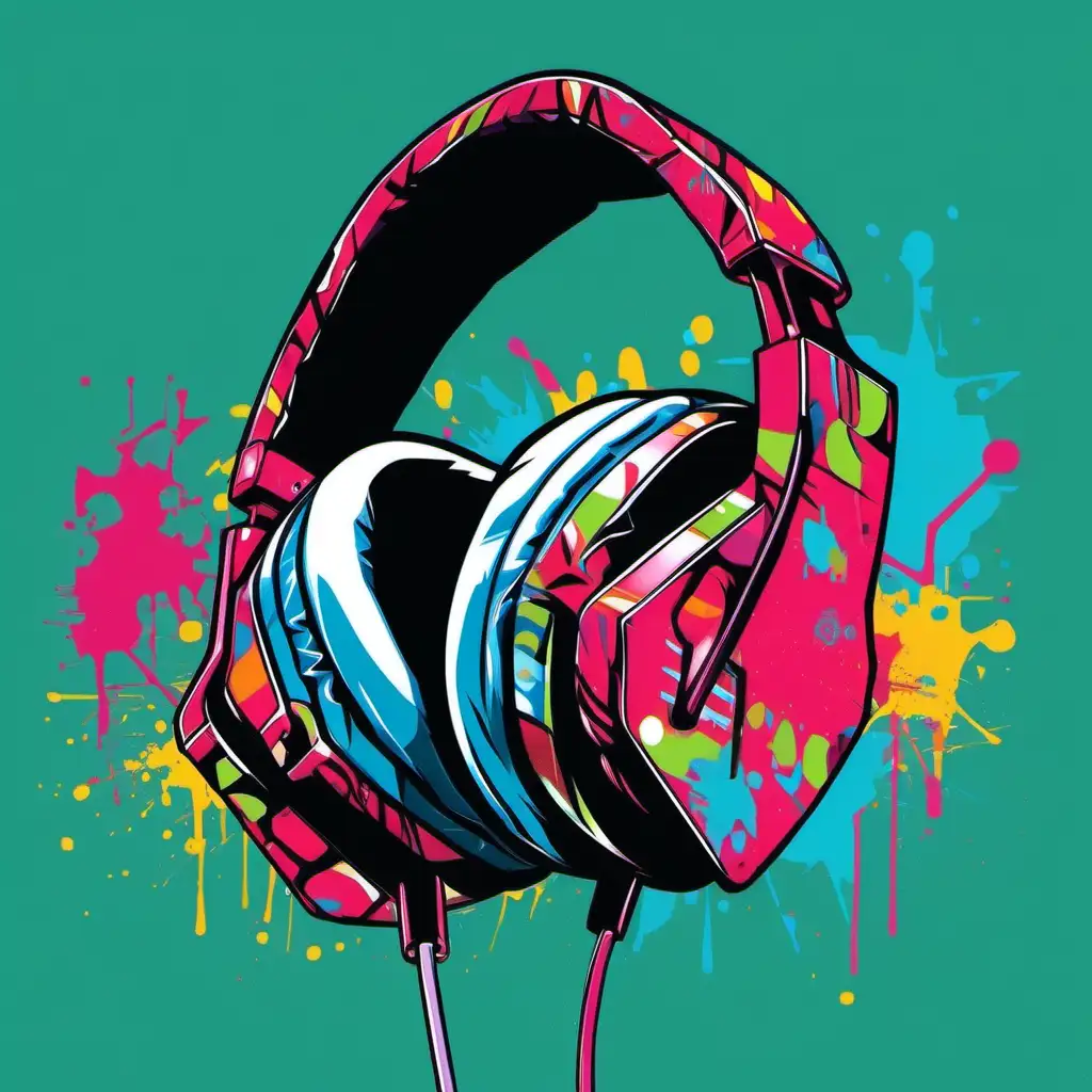 Game headphones, grafitti pop art