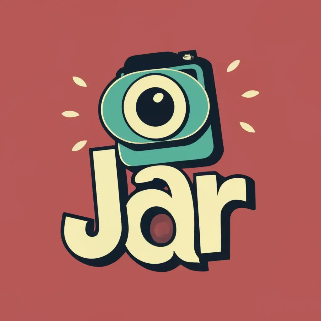 logo, Camera scream , with the text "Jar", typography