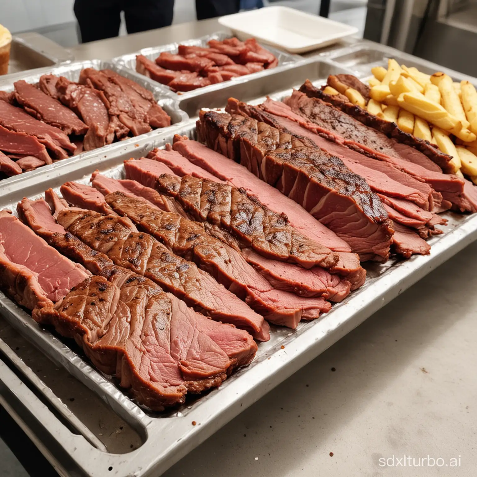 Delicious meat in the cafeteria