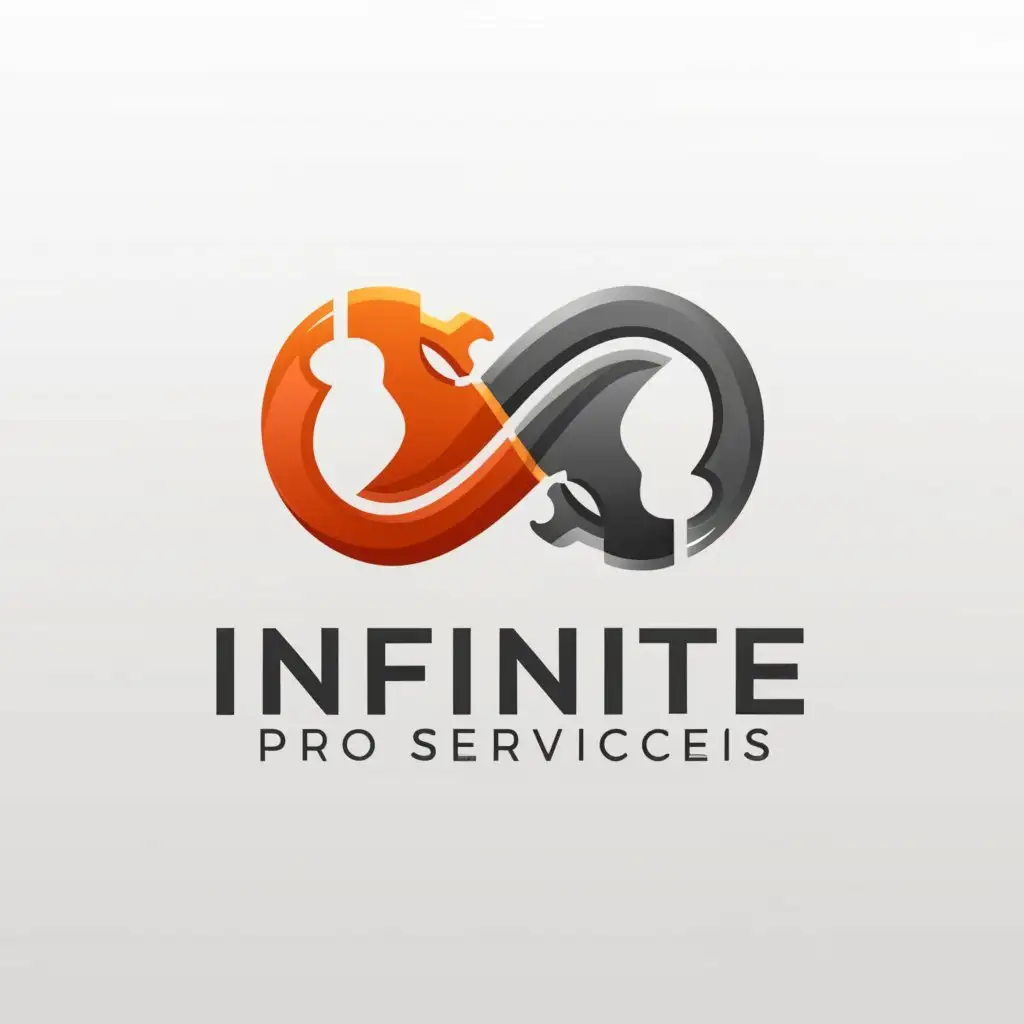 a logo design,with the text "Infinite Pro Services", main symbol:Tools, Infinity symbol,Minimalistic,clear background