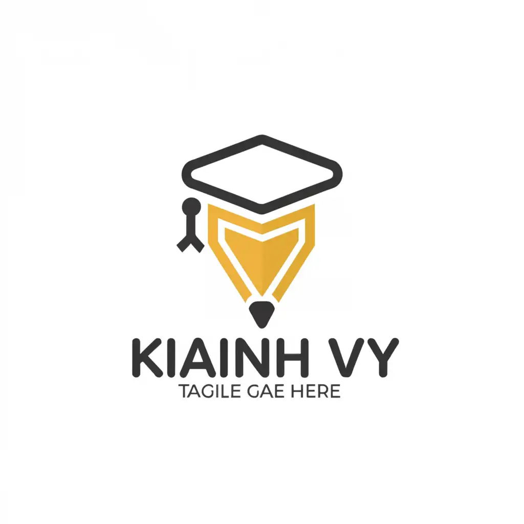 a logo design,with the text "KHANH VY", main symbol:PENCIL, BOOK, GRADUATION CAP,Minimalistic,be used in Education industry,clear background