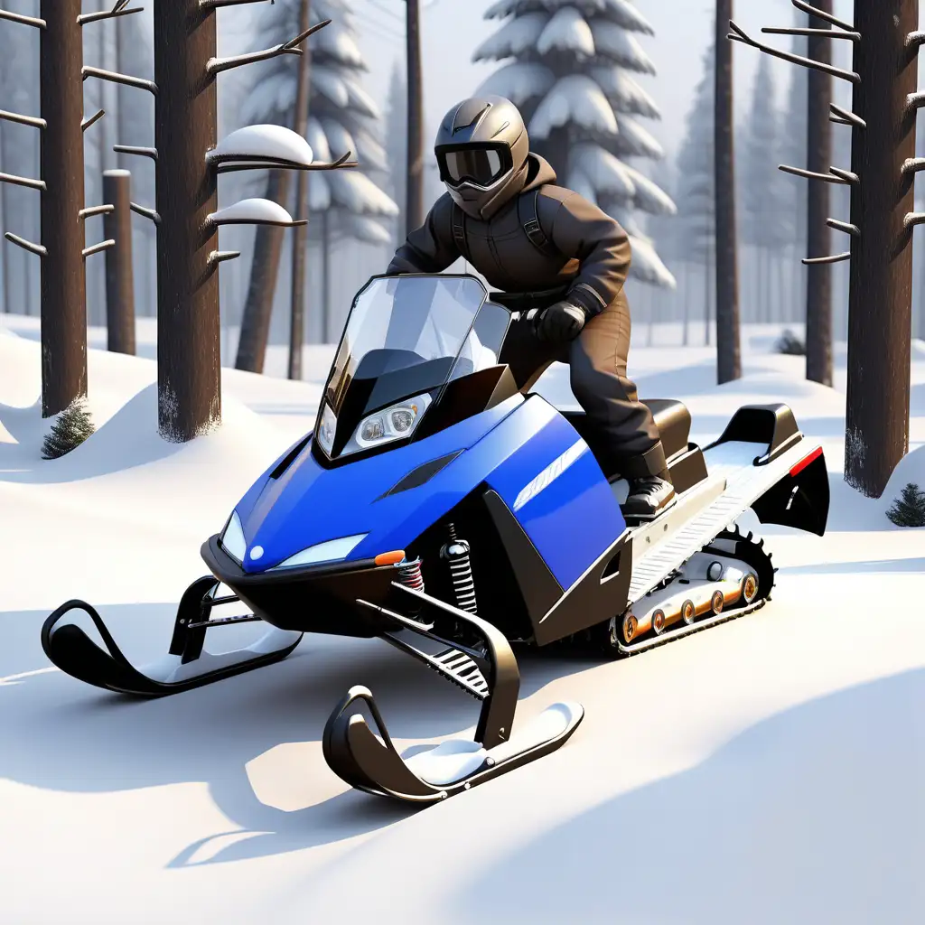 Sleek Steel Frame Snowmobile Racing Through Winter Wonderland