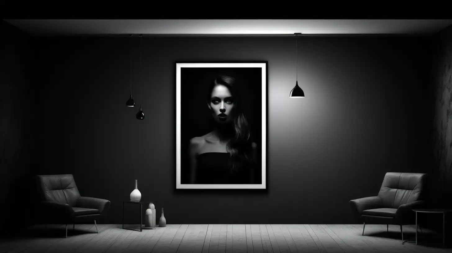 Dark room, modern, for a banner webshop, Belgium art, 