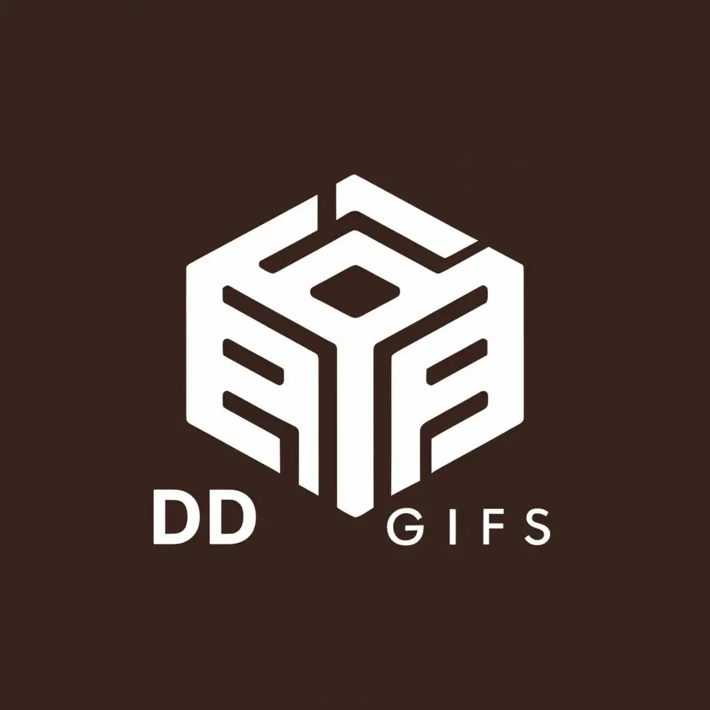 a logo design,with the text "ddd gifts", main symbol:cube,Moderate,clear background